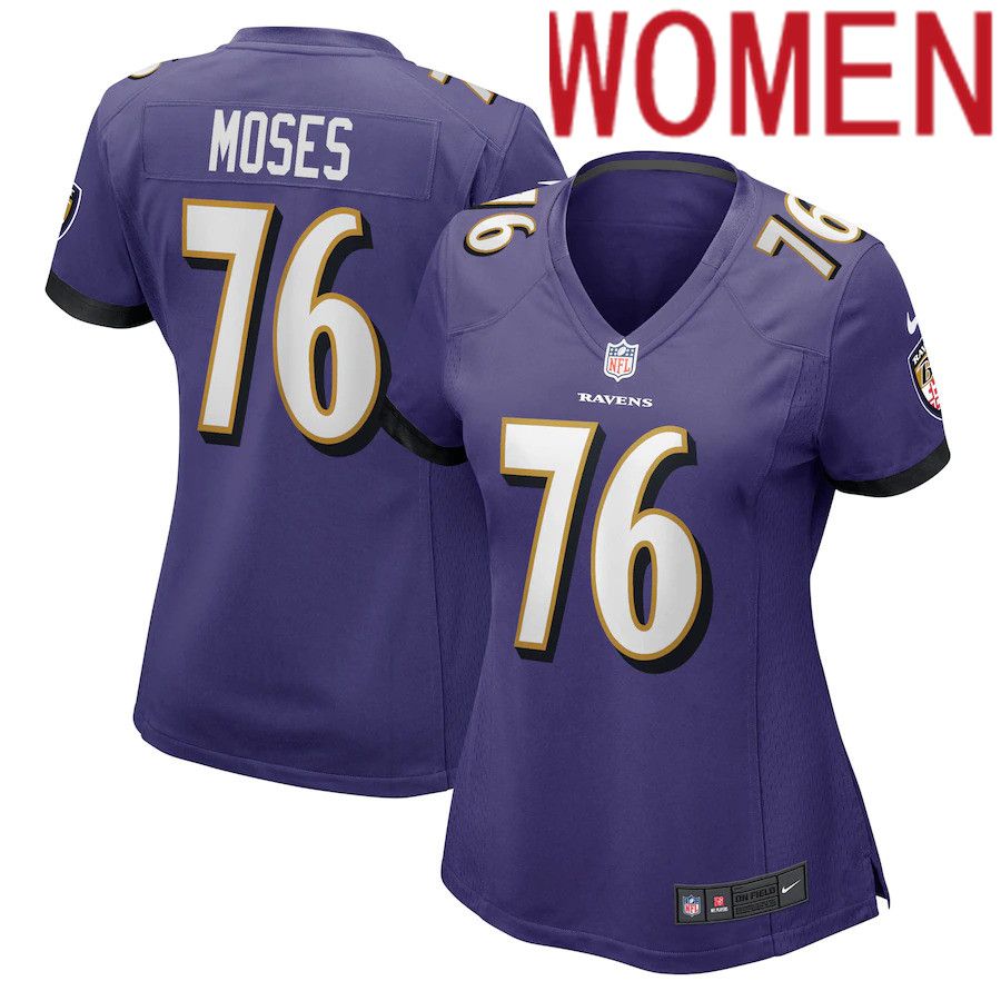 Women Baltimore Ravens 76 Morgan Moses Nike Purple Game NFL Jersey